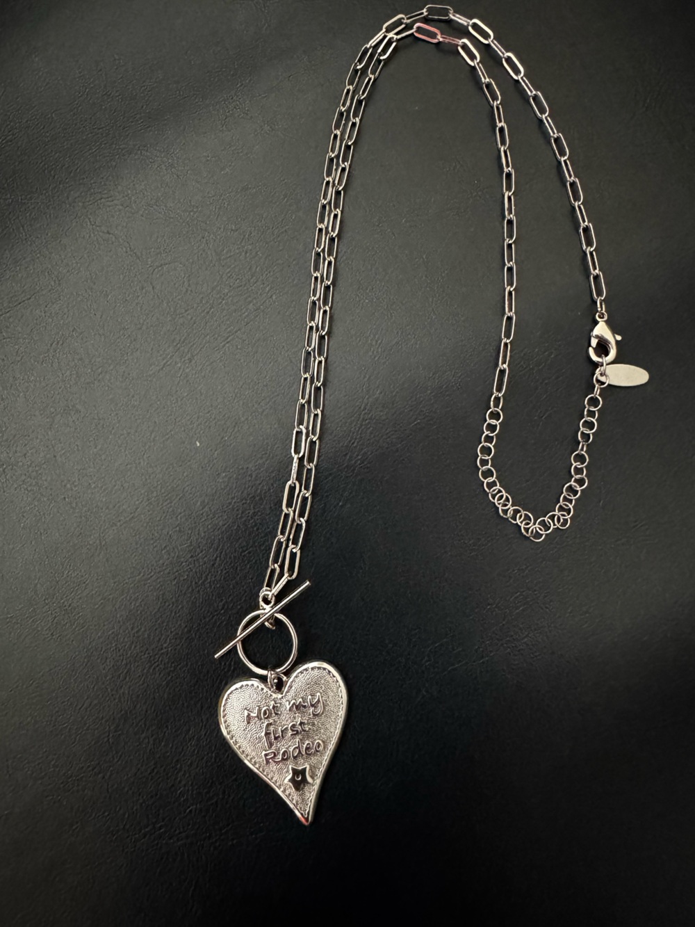 Silver Heart Pendant Necklace with Toggle Clasp